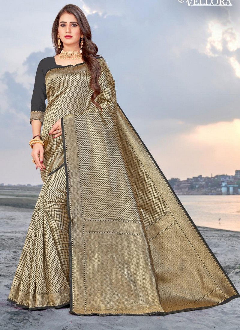 Golden Colour Latest Collections fancy Festival and wedding Wear Heavy Banarasi Silk Designer Sarees 3202